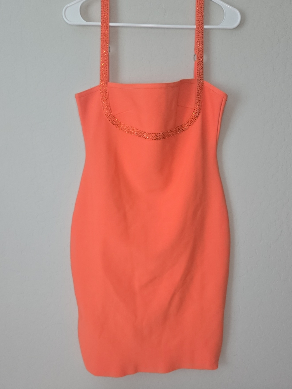 Orange Beaded Strap Bodycon Dress